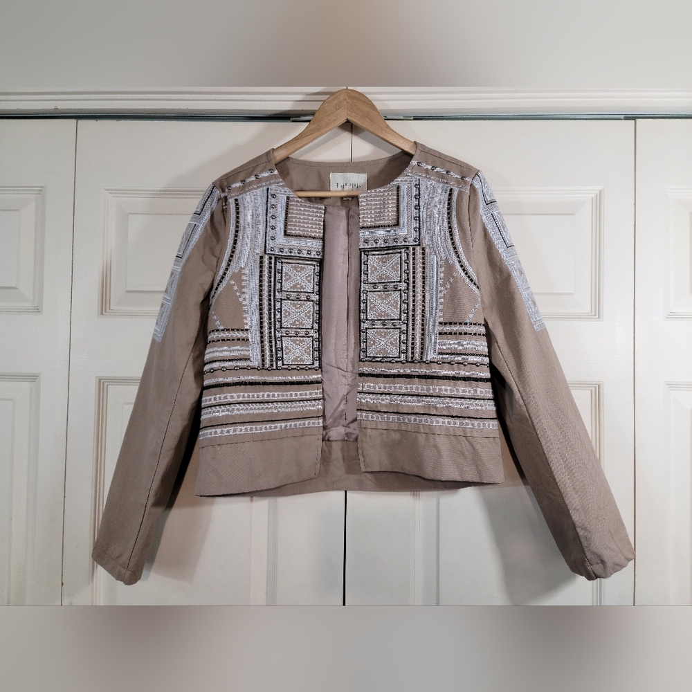 Moon River / Anthropologie Embroidered Studded Jacket